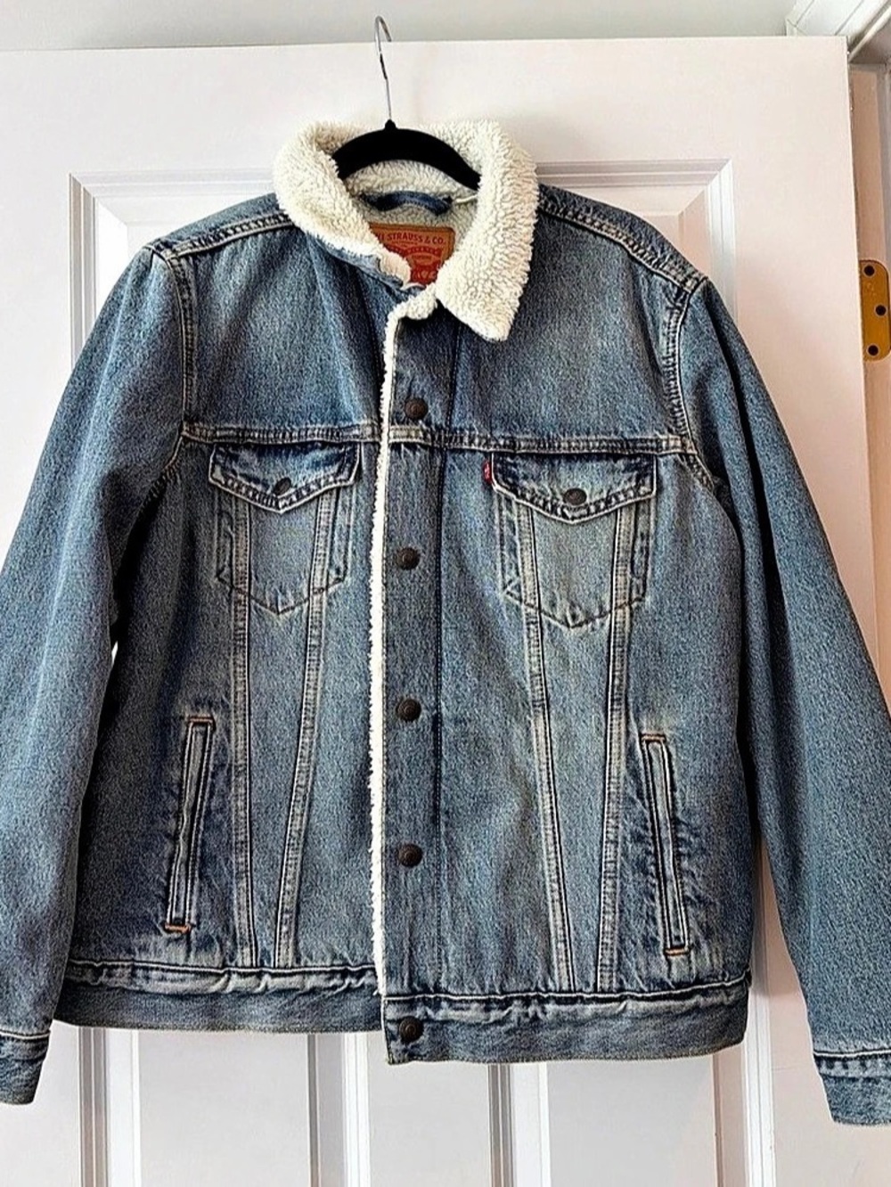 Levi's Sherpa Trucker Jacket Sherpa Denim Jacket Blue Size Large
